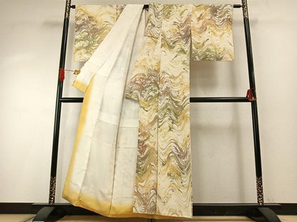 平和屋着物●上質な小紋　墨流し文様　正絹　逸品　AABH4806fy