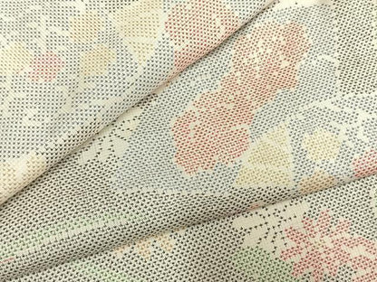 平和屋着物●本場大島紬　白大島　カタス7マルキ　扇面花文　正絹　逸品　AABH4799fy