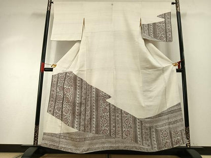 平和屋着物●訪問着　更紗花文　正絹　逸品　AABH4809fy