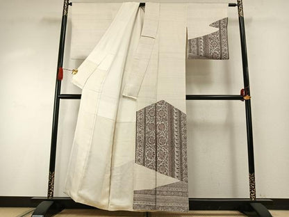 平和屋着物●訪問着　更紗花文　正絹　逸品　AABH4809fy