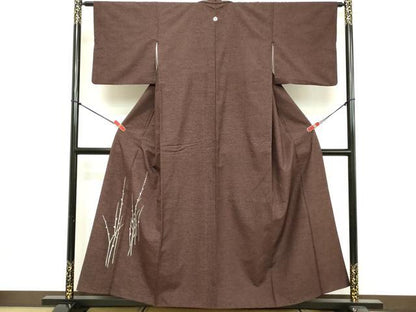 平和屋着物■豪華色留袖　友禅　紬地　枝葉文　正絹　逸品　DABE2784cd