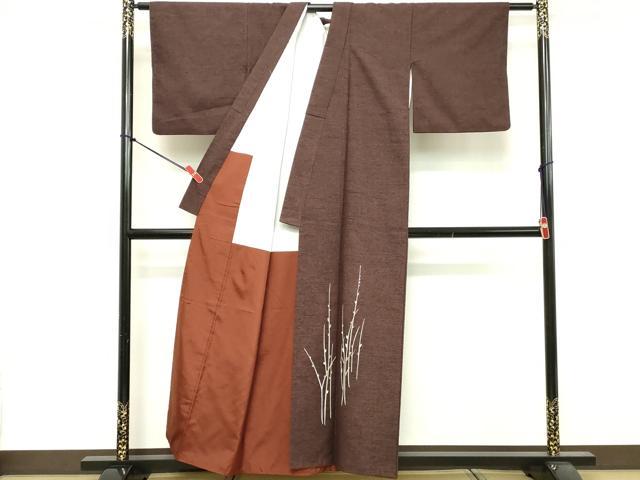 平和屋着物■豪華色留袖　友禅　紬地　枝葉文　正絹　逸品　DABE2784cd