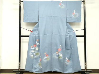平和屋着物■訪問着　手描き　刺繍　草花文　正絹　逸品　DABE2782cd