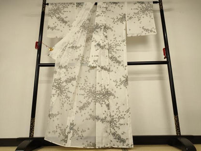 平和屋着物＊夏物 小紋 絽 舞花文 洗える着物 AABH6496jd