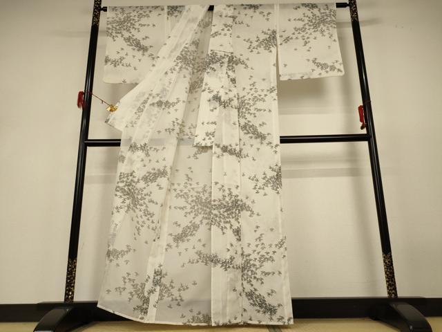 平和屋着物＊夏物 小紋 絽 舞花文 洗える着物 AABH6496jd