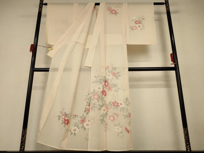 平和屋着物＊夏物　訪問着　絽　草花文　正絹　逸品　AABH6489jd