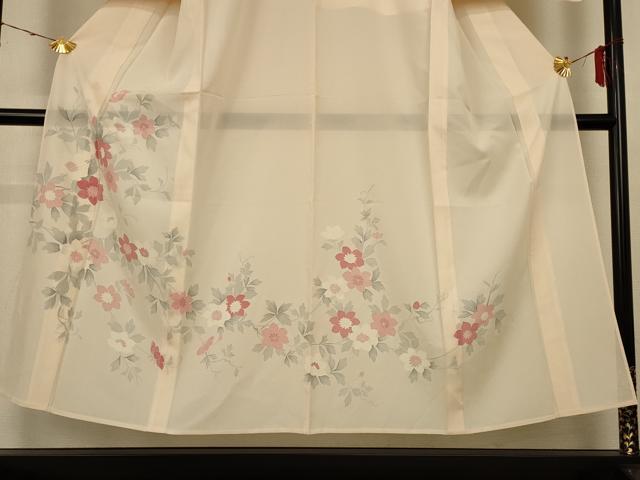平和屋着物＊夏物　訪問着　絽　草花文　正絹　逸品　AABH6489jd