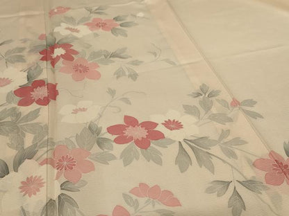 平和屋着物＊夏物　訪問着　絽　草花文　正絹　逸品　AABH6489jd