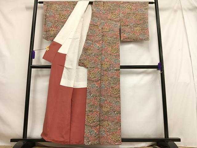 平和屋着物■上質な小紋 草花文 正絹 逸品 未使用 AABH1063oa
