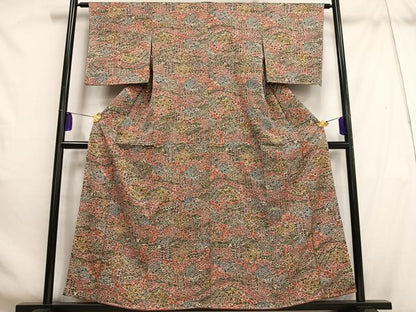 平和屋着物■上質な小紋 草花文 正絹 逸品 未使用 AABH1063oa