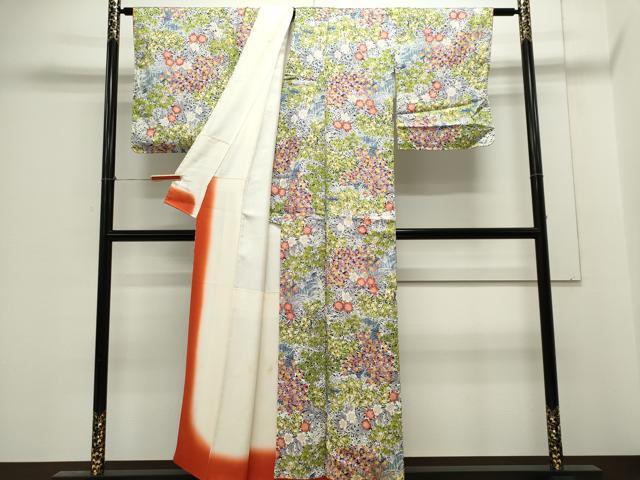 平和屋着物■上質な小紋 草花文 正絹 逸品 CABE4238ou