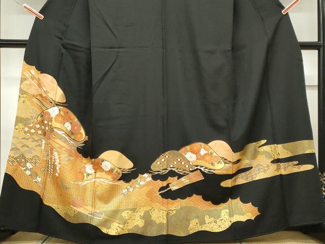 平和屋着物■豪華黒留袖　吉祥松文　金彩　正絹　逸品　CABE4242ou
