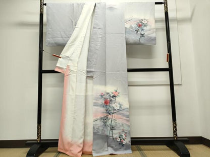 平和屋着物■訪問着 手描き 風景枝花文 暈し染め 正絹 逸品 CABE4243ou