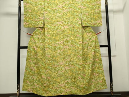 平和屋着物■上質な小紋　手描き　草花文　正絹　逸品　CABE4241ou