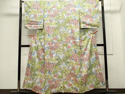 平和屋着物■上質な小紋 草花文 正絹 逸品 CABE4238ou