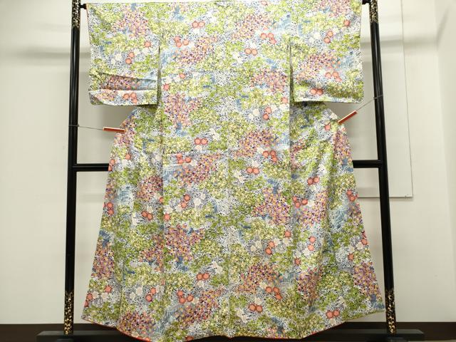 平和屋着物■上質な小紋 草花文 正絹 逸品 CABE4238ou