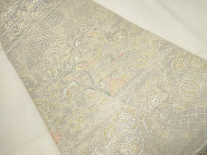 平和屋着物▼六通柄袋帯 横段花鳥文 金銀糸 正絹 逸品 AABH1857wj