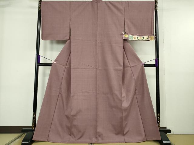 平和屋本店●極上　本場結城紬　重要無形文化財　色無地　濃梅鼠色　証紙付き　逸品　未使用　DZAA6389kh6