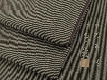 平和屋本店●極上　小紋師　染　藍田正雄　型　児玉博　江戸小紋　万筋　紫鳶色×牡丹鼠色　逸品　DZAA5235kh6