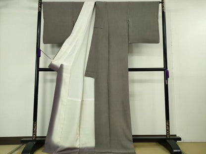 平和屋本店●極上　小紋師　染　藍田正雄　型　児玉博　江戸小紋　万筋　紫鳶色×牡丹鼠色　逸品　DZAA5235kh6