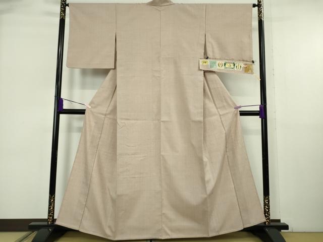 平和屋本店▽極上 本場結城紬 重要無形文化財 単衣 色無地 薄柿色 証紙付き 逸品 DZAA6678kh6