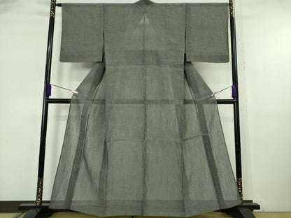 平和屋着物＊極上 夏物 本場小千谷ちぢみ 色無地 灰色 杉山織物謹製 麻 証紙付き 逸品 未使用 DZAA7626kh6