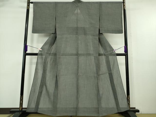 平和屋着物＊極上 夏物 本場小千谷ちぢみ 色無地 灰色 杉山織物謹製 麻 証紙付き 逸品 未使用 DZAA7626kh6