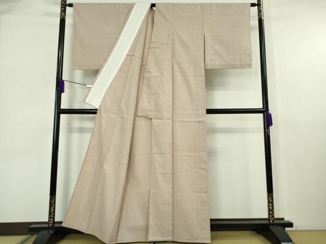 平和屋本店▽極上 本場結城紬 重要無形文化財 単衣 色無地 薄柿色 証紙付き 逸品 DZAA6678kh6