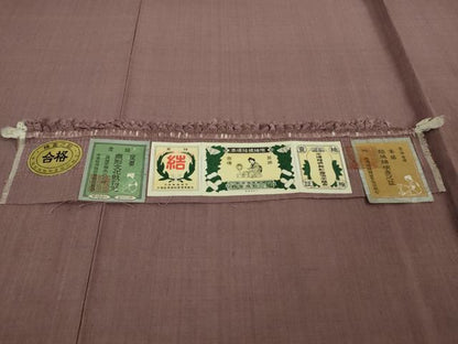 平和屋本店●極上　本場結城紬　重要無形文化財　色無地　濃梅鼠色　証紙付き　逸品　未使用　DZAA6389kh6