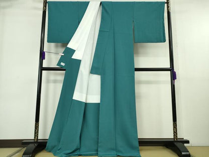 平和屋着物●極上　洗える最高級着物　＜英＞はなぶさ謹製　色無地　納戸色　逸品　未使用　DZAA7063kh6