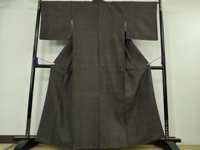 平和屋本店●極上　本場結城紬　重要無形文化財　100亀甲　総詰め　青褐色地　逸品　未使用　DZAB0174kh6