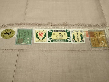 平和屋本店▽極上 本場結城紬 重要無形文化財 単衣 色無地 薄柿色 証紙付き 逸品 DZAA6678kh6
