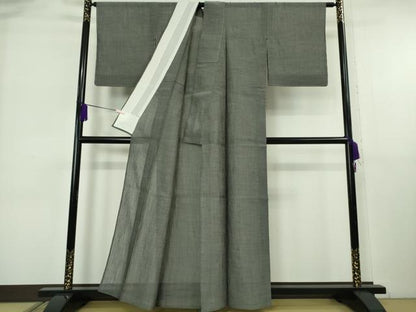 平和屋着物＊極上 夏物 本場小千谷ちぢみ 色無地 灰色 杉山織物謹製 麻 証紙付き 逸品 未使用 DZAA7626kh6
