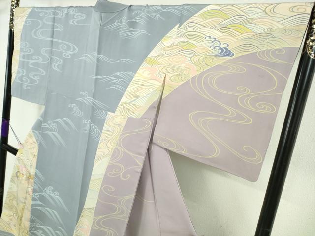 平和屋本店●極上　創業460年・千總　訪問着　刺繍　立波文　金彩　高島屋扱い　逸品　DZAA7677kh6