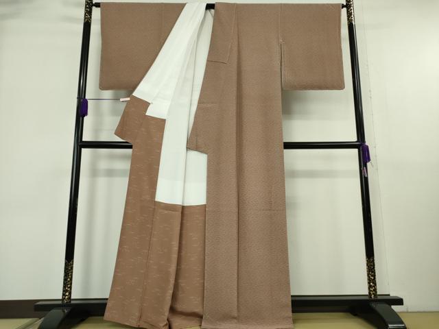 平和屋本店●極上　人間国宝 小宮康孝　江戸小紋　笹文　丁字茶色地　大丸扱い　逸品　未使用　DZAA7694kh6