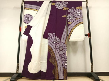 平和屋着物●豪華振袖　絞り　舞花文　金彩　正絹　逸品　AABH4723fy