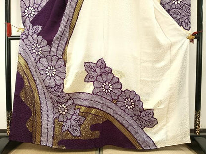平和屋着物●豪華振袖　絞り　舞花文　金彩　正絹　逸品　AABH4723fy