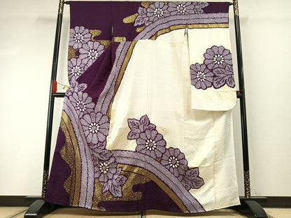 平和屋着物●豪華振袖　絞り　舞花文　金彩　正絹　逸品　AABH4723fy