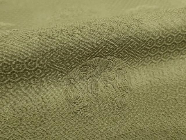 平和屋着物○上質な色無地 市松吉祥地紋 国防色 正絹 逸品 AABH7050ck