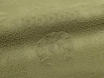 平和屋着物●上質な色無地　市松吉祥地紋　国防色　正絹　逸品　AABH7050ck