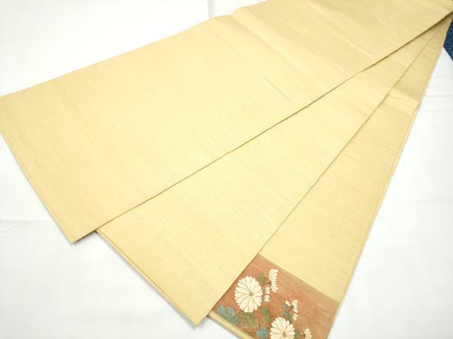 平和屋着物○太鼓柄袋帯 紬地 すくい織 流水菊文 金銀糸