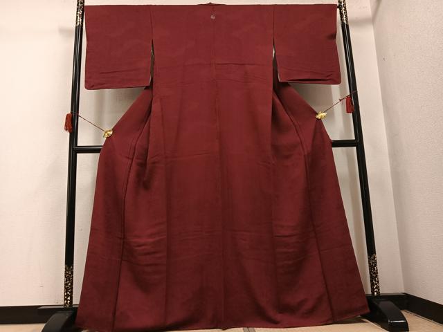 平和屋着物●上質な色無地　蘇芳色　正絹　逸品　AABH6866ph