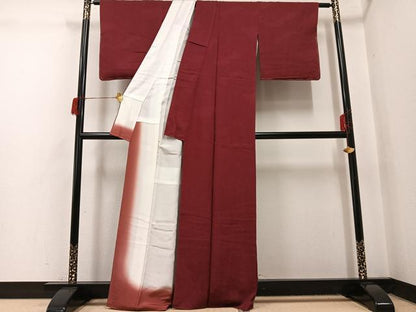 平和屋着物●上質な色無地　蘇芳色　正絹　逸品　AABH6866ph