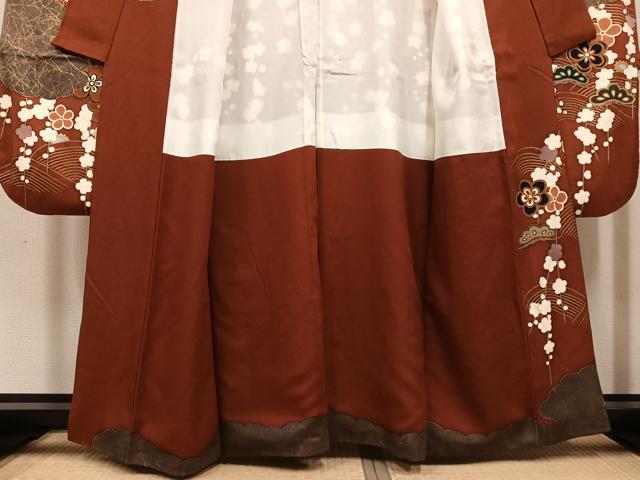 平和屋着物●豪華振袖　駒刺繍　梅松文　金彩　正絹　逸品　AABH6901ph