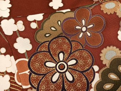 平和屋着物●豪華振袖　駒刺繍　梅松文　金彩　正絹　逸品　AABH6901ph