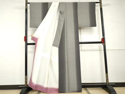平和屋着物●上質な小紋　間道　正絹　逸品　AABH3783cs