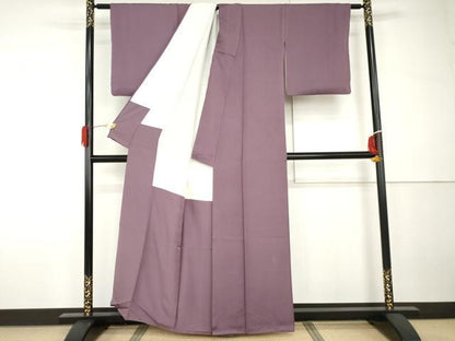 平和屋着物●上質な色無地　二藍色　正絹　逸品　AABH3787cs