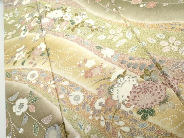 平和屋着物●訪問着　辻が花　吉祥草花文　暈し染め　金彩　正絹　逸品　AABH3799cs