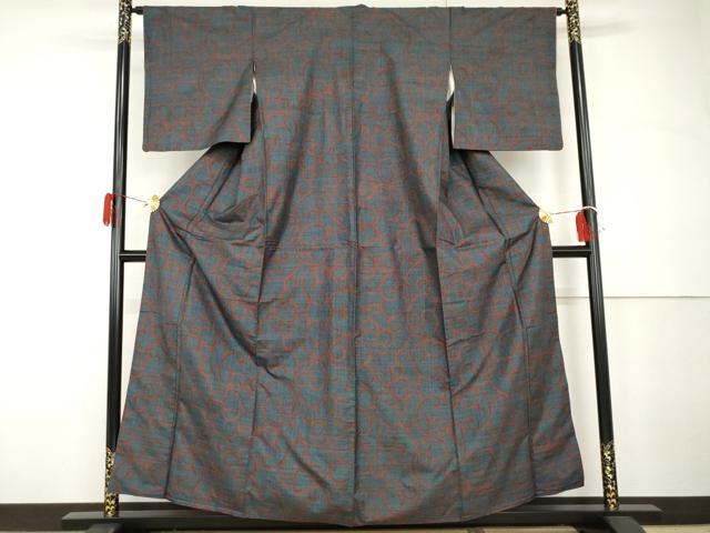 平和屋着物●本場大島紬　一元7マルキ　唐草文　正絹　逸品　AABH3791cs