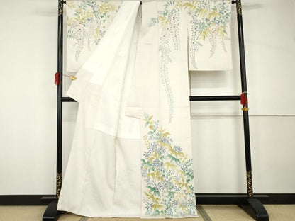 平和屋着物●訪問着　友禅　枝花文　正絹　逸品　AABH7134cs